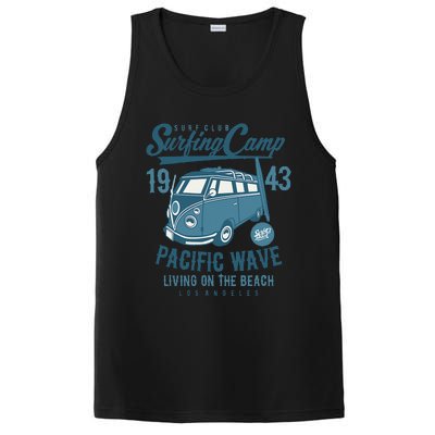 Retro California Surf Vintage Pacific Beach Long Board Wave PosiCharge Competitor Tank