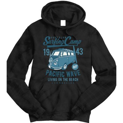 Retro California Surf Vintage Pacific Beach Long Board Wave Tie Dye Hoodie