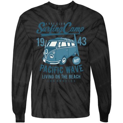 Retro California Surf Vintage Pacific Beach Long Board Wave Tie-Dye Long Sleeve Shirt