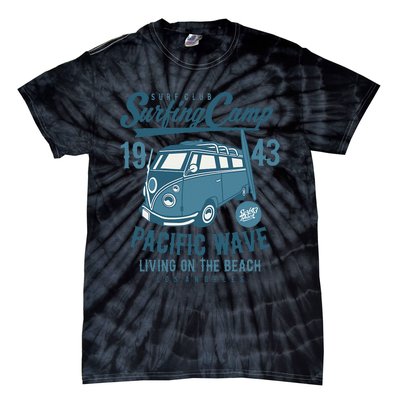 Retro California Surf Vintage Pacific Beach Long Board Wave Tie-Dye T-Shirt