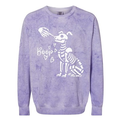 Retro Cute Skeleton Hand Boop Dog Colorblast Crewneck Sweatshirt