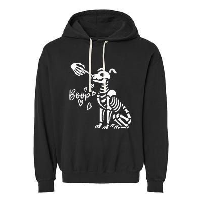 Retro Cute Skeleton Hand Boop Dog Garment-Dyed Fleece Hoodie