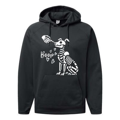 Retro Cute Skeleton Hand Boop Dog Performance Fleece Hoodie