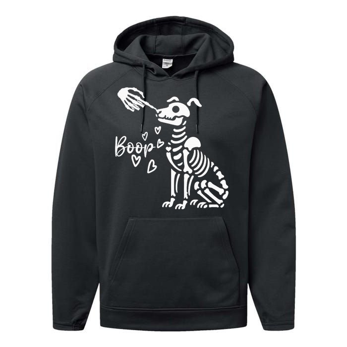 Retro Cute Skeleton Hand Boop Dog Performance Fleece Hoodie