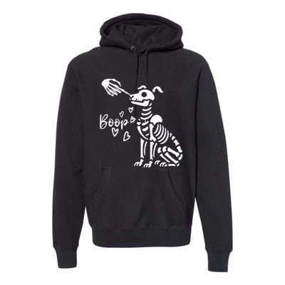 Retro Cute Skeleton Hand Boop Dog Premium Hoodie