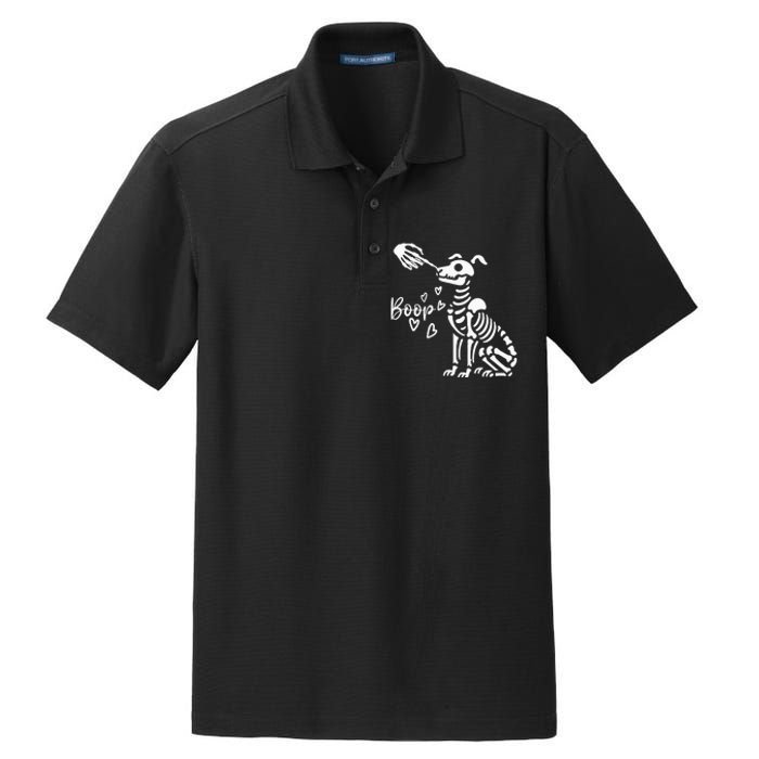 Retro Cute Skeleton Hand Boop Dog Dry Zone Grid Polo