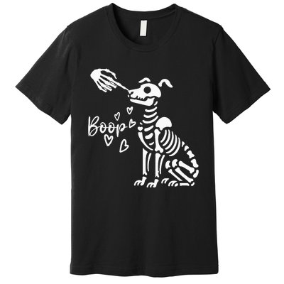 Retro Cute Skeleton Hand Boop Dog Premium T-Shirt