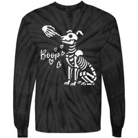 Retro Cute Skeleton Hand Boop Dog Tie-Dye Long Sleeve Shirt