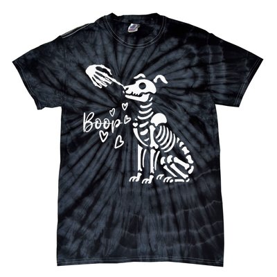 Retro Cute Skeleton Hand Boop Dog Tie-Dye T-Shirt