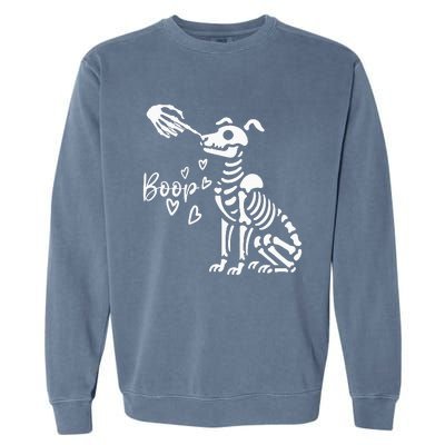 Retro Cute Skeleton Hand Boop Dog Garment-Dyed Sweatshirt