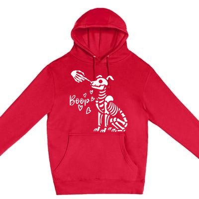 Retro Cute Skeleton Hand Boop Dog Premium Pullover Hoodie