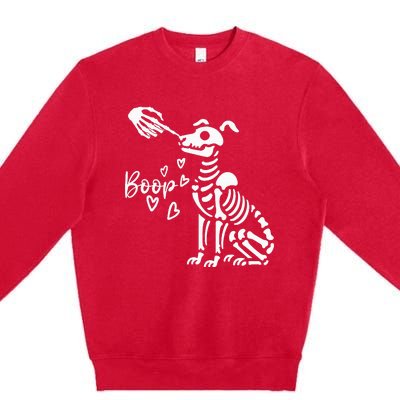 Retro Cute Skeleton Hand Boop Dog Premium Crewneck Sweatshirt