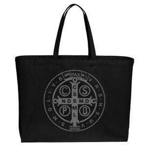 Religious Catholic St. Benedict Medal Christian Cotton Canvas Jumbo Tote