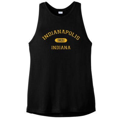 Retro College Style Indianapolis Indiana 1821 Ladies PosiCharge Tri-Blend Wicking Tank