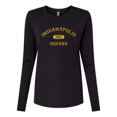 Retro College Style Indianapolis Indiana 1821 Womens Cotton Relaxed Long Sleeve T-Shirt