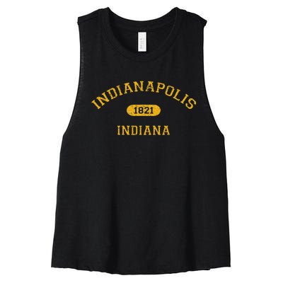 Retro College Style Indianapolis Indiana 1821 Women's Racerback Cropped Tank