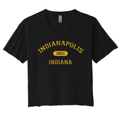 Retro College Style Indianapolis Indiana 1821 Women's Crop Top Tee