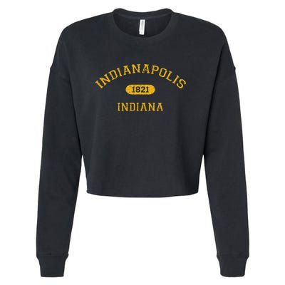 Retro College Style Indianapolis Indiana 1821 Cropped Pullover Crew