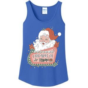 Retro Christmas SantaS Coming To Town Santa Claus Sleigh Gift Ladies Essential Tank