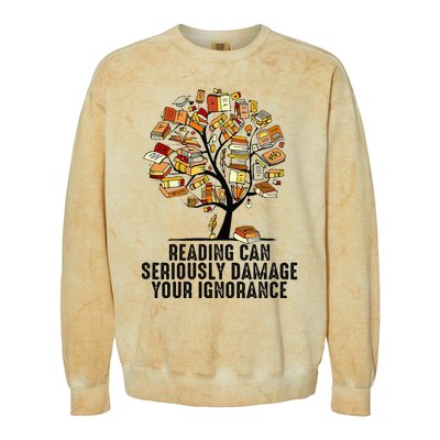 Reading Can Seriously Damage Your Ignorance Book Lover Colorblast Crewneck Sweatshirt