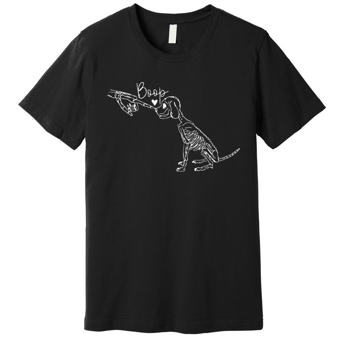 Retro Cute Skeleton Hand Boop Dog Funny Halloween Gift Premium T-Shirt