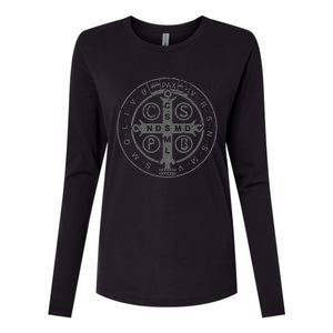 Religious Catholic St. Benedict Medal Christian Womens Cotton Relaxed Long Sleeve T-Shirt