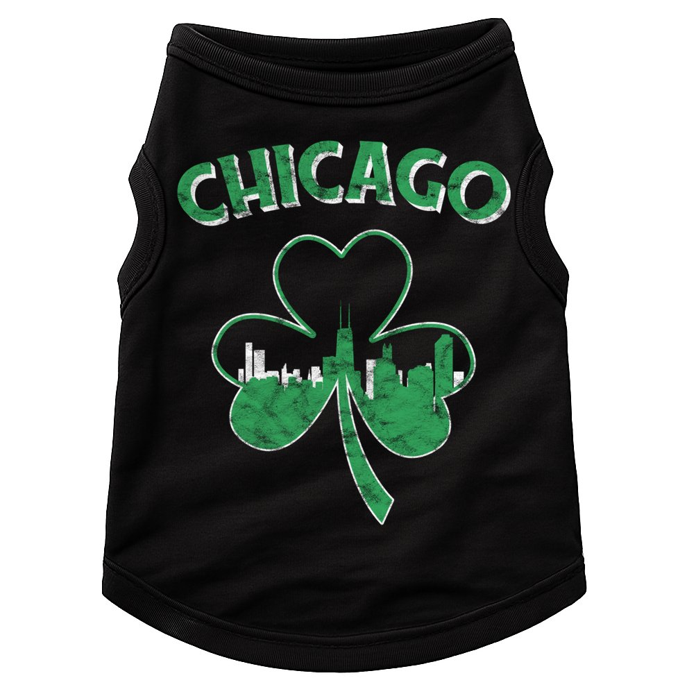 Retro Chicago St Patricks Day Shamrock Gift Doggie Tank
