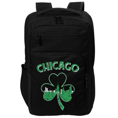 Retro Chicago St Patricks Day Shamrock Gift Impact Tech Backpack