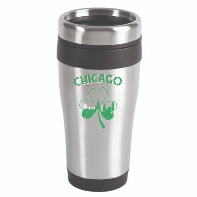Retro Chicago St Patricks Day Shamrock Gift 16oz Travel Tumbler