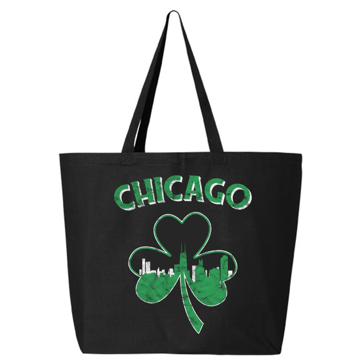 Retro Chicago St Patricks Day Shamrock Gift 25L Jumbo Tote