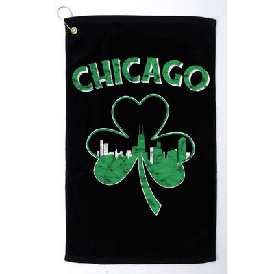 Retro Chicago St Patricks Day Shamrock Gift Golf Towel