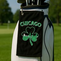 Retro Chicago St Patricks Day Shamrock Gift Golf Towel