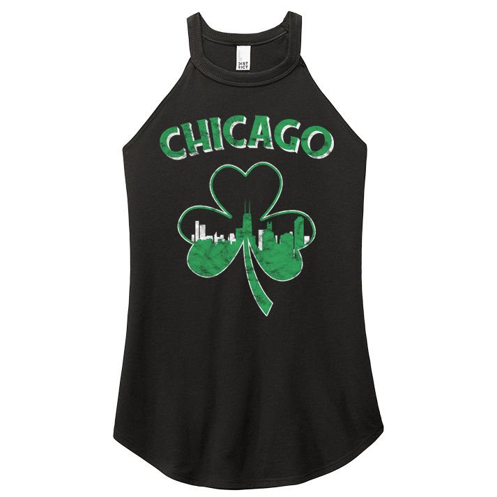 Retro Chicago St Patricks Day Shamrock Gift Women's Perfect Tri Rocker Tank