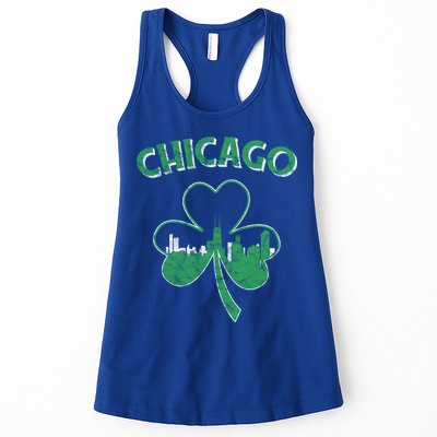 Retro Chicago St Patricks Day Shamrock Gift Womens Tank Top