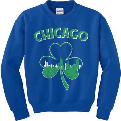 Retro Chicago St Patricks Day Shamrock Gift Kids Sweatshirt