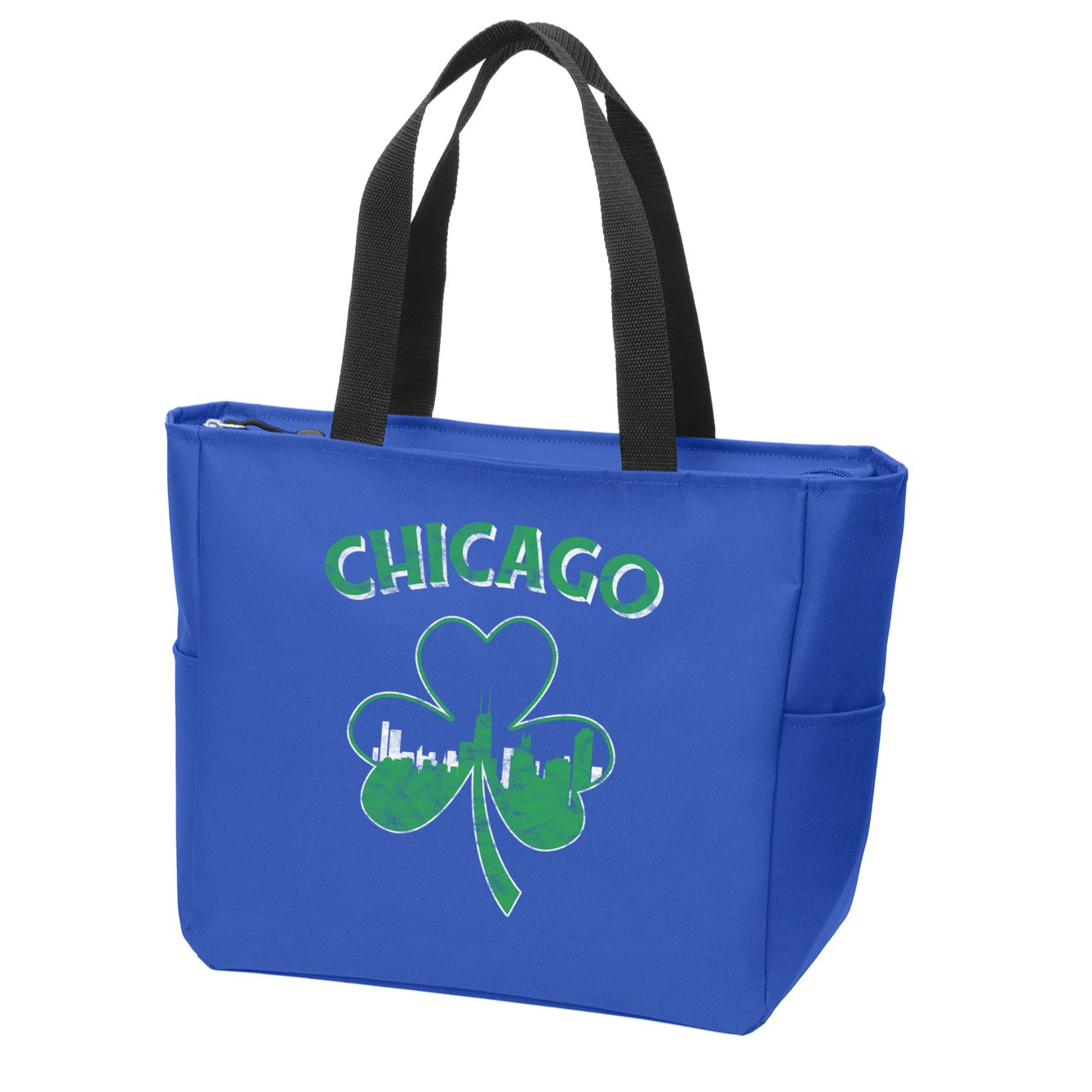 Retro Chicago St Patricks Day Shamrock Gift Zip Tote Bag