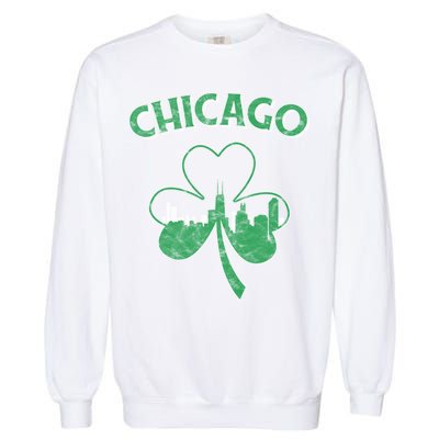 Retro Chicago St Patricks Day Shamrock Gift Garment-Dyed Sweatshirt