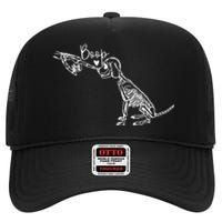 Retro Cute Skeleton Hand Boop Dog Funny Halloween High Crown Mesh Back Trucker Hat