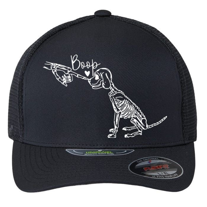 Retro Cute Skeleton Hand Boop Dog Funny Halloween Flexfit Unipanel Trucker Cap