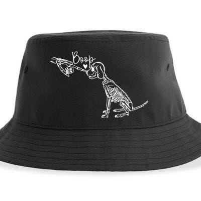 Retro Cute Skeleton Hand Boop Dog Funny Halloween Sustainable Bucket Hat