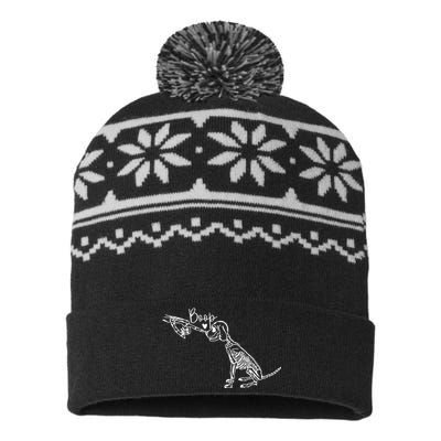 Retro Cute Skeleton Hand Boop Dog Funny Halloween USA-Made Snowflake Beanie