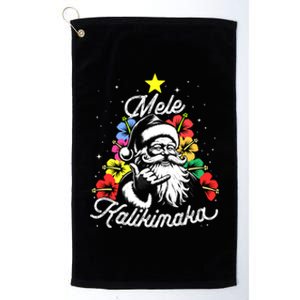 Retro Christmas Surf Mele Kalikimaka Santa Shaka Hawaii Great Gift Platinum Collection Golf Towel