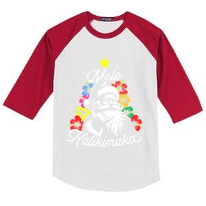 Retro Christmas Surf Mele Kalikimaka Santa Shaka Hawaii Great Gift Kids Colorblock Raglan Jersey