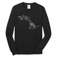 Retro Cute Skeleton Hand Boop Dog Funny Halloween Tall Long Sleeve T-Shirt