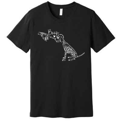 Retro Cute Skeleton Hand Boop Dog Funny Halloween Premium T-Shirt