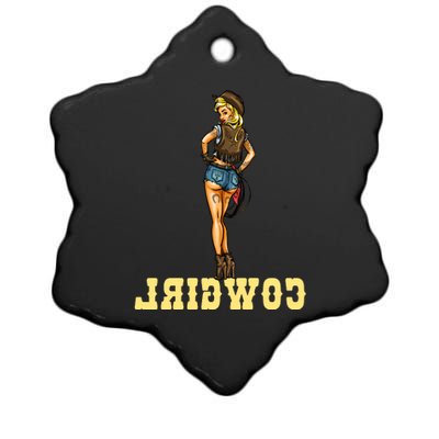 Reverse Cowgirl Sexy Lady Logo Ceramic Star Ornament