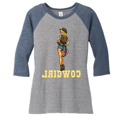 Reverse Cowgirl Sexy Lady Logo Women's Tri-Blend 3/4-Sleeve Raglan Shirt