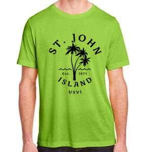 Retro Cool St John Usvi Beach Palm Tree Novelty Souvenir Gift Adult ChromaSoft Performance T-Shirt