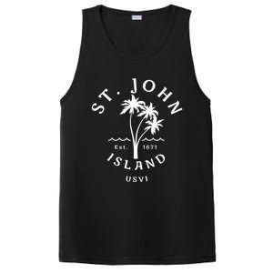 Retro Cool St John Usvi Beach Palm Tree Novelty Souvenir Gift PosiCharge Competitor Tank