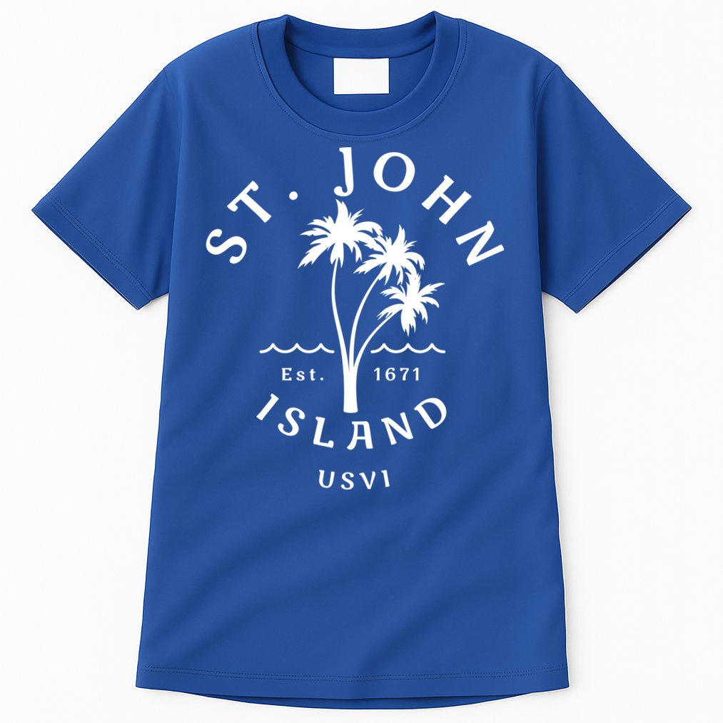 Retro Cool St John Usvi Beach Palm Tree Novelty Souvenir Gift Tall T-Shirt